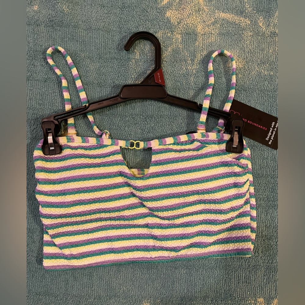 No Boundaries Multicolor Striped Swim Top